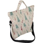 Trees Christmas Holiday Pattern Fold Over Handle Tote Bag