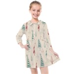 Trees Christmas Holiday Pattern Kids  Quarter Sleeve Shirt Dress