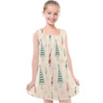 Trees Christmas Holiday Pattern Kids  Cross Back Dress