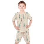 Trees Christmas Holiday Pattern Kids  T-Shirt and Shorts Set