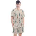 Trees Christmas Holiday Pattern Men s Mesh T-Shirt and Shorts Set