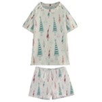 Trees Christmas Holiday Pattern Kids  Swim T-Shirt and Shorts Set