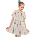 Trees Christmas Holiday Pattern Kids  Short Sleeve Shirt Dress