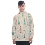 Trees Christmas Holiday Pattern Men s Front Pocket Pullover Windbreaker