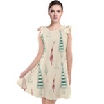 Trees Christmas Holiday Pattern Tie Up Tunic Dress