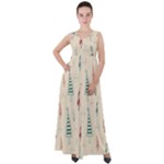 Trees Christmas Holiday Pattern Empire Waist Velour Maxi Dress