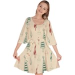 Trees Christmas Holiday Pattern Velour Kimono Dress