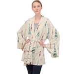 Trees Christmas Holiday Pattern Long Sleeve Velvet Kimono 