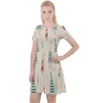 Trees Christmas Holiday Pattern Cap Sleeve Velour Dress 