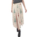 Trees Christmas Holiday Pattern Velour Split Maxi Skirt