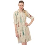 Trees Christmas Holiday Pattern Long Sleeve Mini Shirt Dress