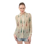 Trees Christmas Holiday Pattern Long Sleeve Chiffon Shirt