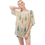 Trees Christmas Holiday Pattern Oversized Chiffon Top