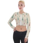 Trees Christmas Holiday Pattern Long Sleeve Cropped Velvet Jacket