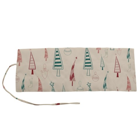 Trees Christmas Holiday Pattern Roll Up Canvas Pencil Holder (S) from ArtsNow.com