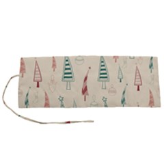 Trees Christmas Holiday Pattern Roll Up Canvas Pencil Holder (S) from ArtsNow.com