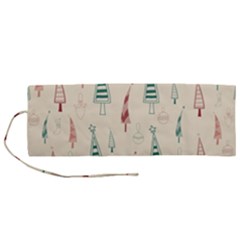 Trees Christmas Holiday Pattern Roll Up Canvas Pencil Holder (M) from ArtsNow.com