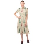 Trees Christmas Holiday Pattern Keyhole Neckline Chiffon Dress