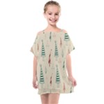 Trees Christmas Holiday Pattern Kids  One Piece Chiffon Dress