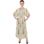 Trees Christmas Holiday Pattern V-Neck Boho Style Maxi Dress