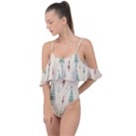 Trees Christmas Holiday Pattern Drape Piece Swimsuit