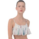 Trees Christmas Holiday Pattern Frill Bikini Top