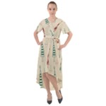 Trees Christmas Holiday Pattern Front Wrap High Low Dress