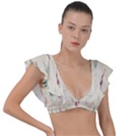 Trees Christmas Holiday Pattern Plunge Frill Sleeve Bikini Top