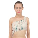 Trees Christmas Holiday Pattern Spliced Up Bikini Top 