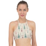 Trees Christmas Holiday Pattern Halter Bikini Top