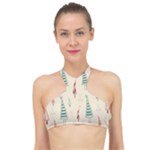 Trees Christmas Holiday Pattern High Neck Bikini Top