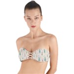 Trees Christmas Holiday Pattern Twist Bandeau Bikini Top