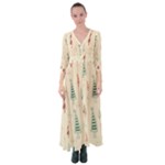 Trees Christmas Holiday Pattern Button Up Maxi Dress