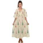 Trees Christmas Holiday Pattern Kimono Sleeve Boho Dress