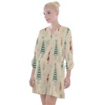 Trees Christmas Holiday Pattern Open Neck Shift Dress