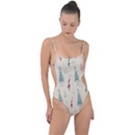 Trees Christmas Holiday Pattern Tie Strap One Piece Swimsuit