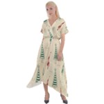 Trees Christmas Holiday Pattern Cross Front Sharkbite Hem Maxi Dress