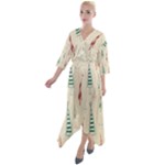 Trees Christmas Holiday Pattern Quarter Sleeve Wrap Front Maxi Dress