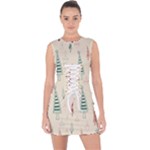 Trees Christmas Holiday Pattern Lace Up Front Bodycon Dress