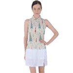 Trees Christmas Holiday Pattern Women s Sleeveless Polo T-Shirt