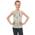 Trees Christmas Holiday Pattern Kids  Sleeveless Polo T-Shirt