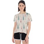 Trees Christmas Holiday Pattern Open Back Sport T-Shirt