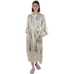 Trees Christmas Holiday Pattern Maxi Satin Kimono