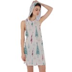 Trees Christmas Holiday Pattern Racer Back Hoodie Dress