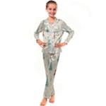 Trees Christmas Holiday Pattern Kids  Satin Long Sleeve Pajamas Set