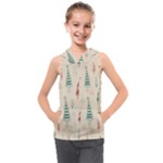 Trees Christmas Holiday Pattern Kids  Sleeveless Hoodie