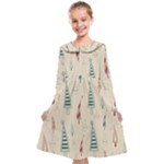 Trees Christmas Holiday Pattern Kids  Midi Sailor Dress