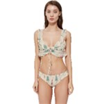 Trees Christmas Holiday Pattern Low Cut Ruffle Edge Bikini Set