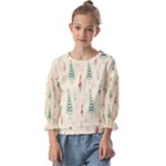 Trees Christmas Holiday Pattern Kids  Cuff Sleeve Top