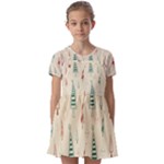 Trees Christmas Holiday Pattern Kids  Short Sleeve Pinafore Style Dress